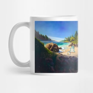 Longneck on vacation, beach, dino, cute dinosaur Mug